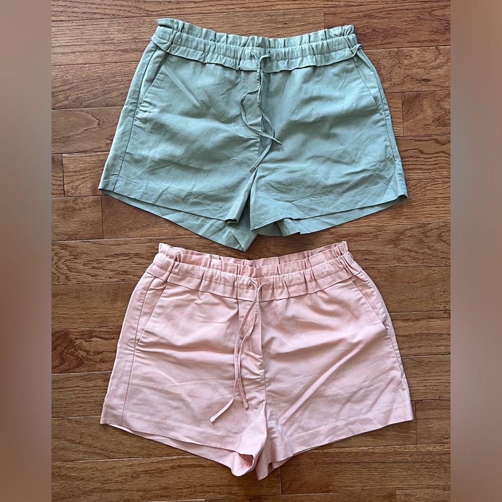 Reiss High Waist Shorts in Mint and Blush